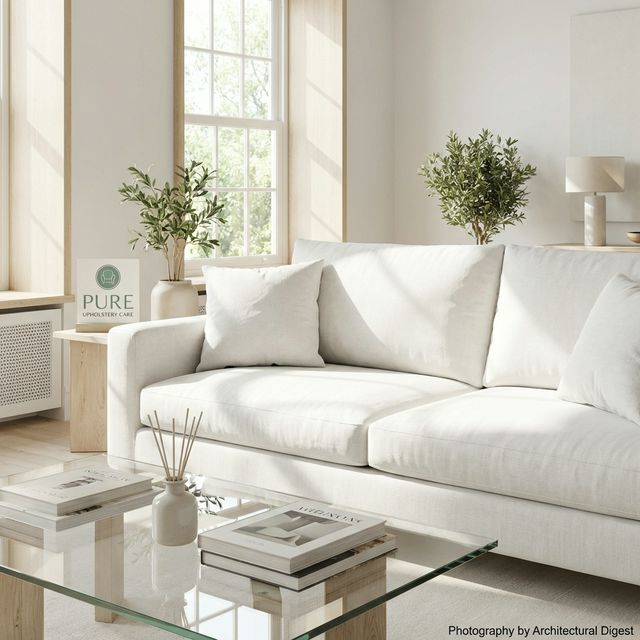 Sofá branco higienizado